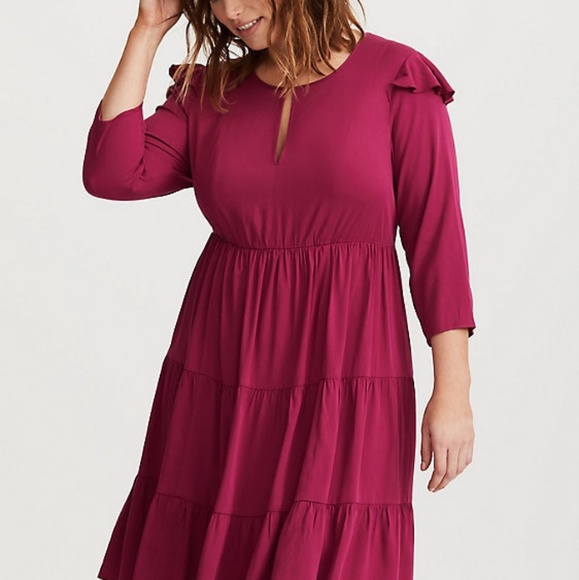 Cute Skater Dress Torrid Plus Size 2 18 20 Wine - Picture 4 of 7